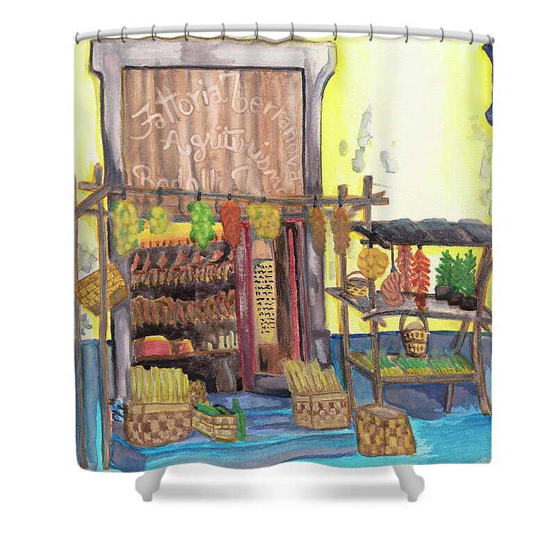 Art Shower Curtain featuring the painting Italian Agritourism Market by The GYPSY