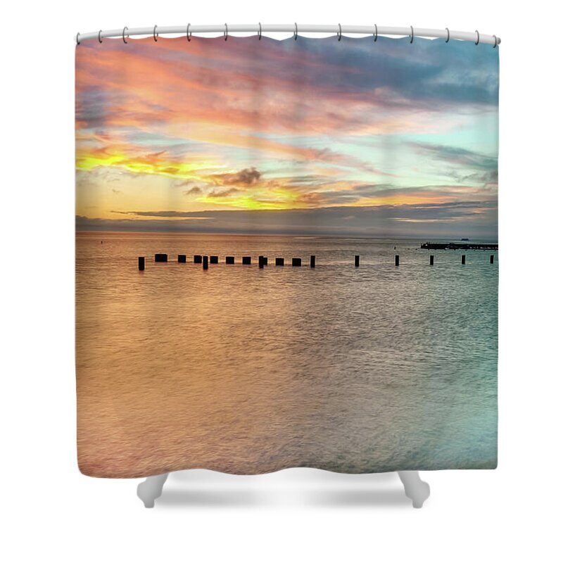 Chicago Illinois Shower Curtain featuring the photograph It's A Perfect Life - Chicago Art - Lake Michigan Print - Minimalism Art by Gregory Ballos