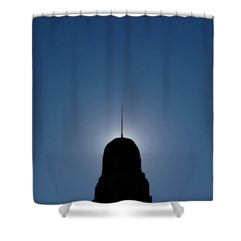 Blue Shower Curtain featuring the photograph it's St. Henri not Constantinople by Kreddible Trout