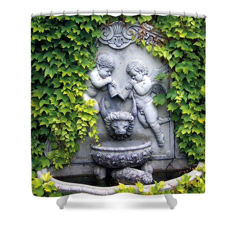 Ivy Shower Curtain featuring the photograph Ivy cherubs by Mike Nellums