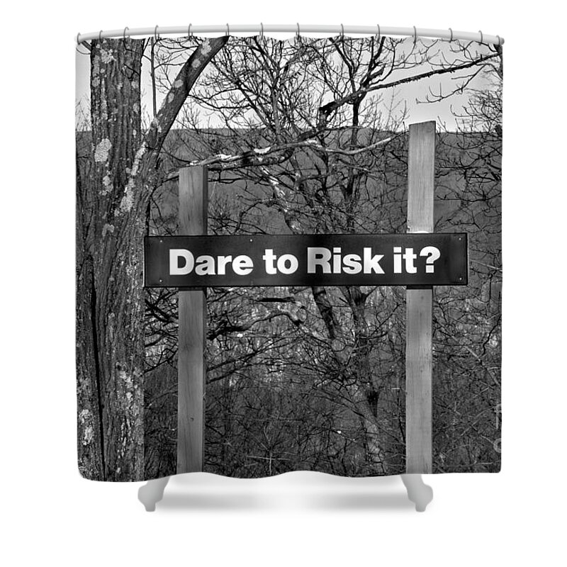 Jack Shower Curtain featuring the photograph Jack Frost Dare To Risk It Black And White by Adam Jewell