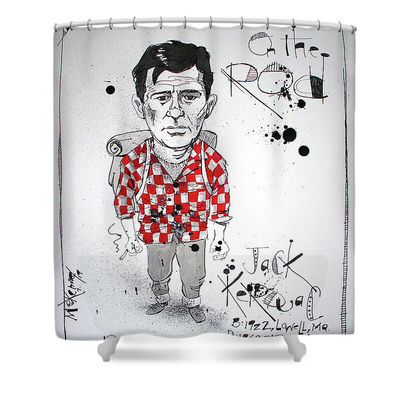  Shower Curtain featuring the drawing Jack Kerouac by Phil Mckenney