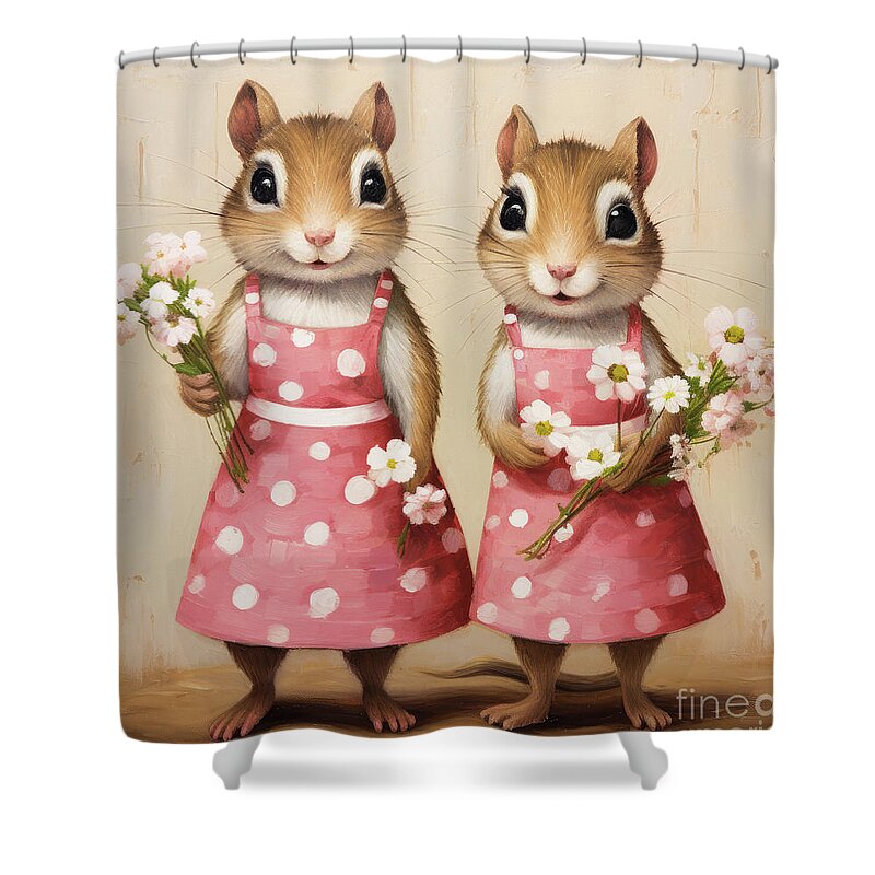 Chipmunks Shower Curtain featuring the painting Jackie And Jocelyn by Tina LeCour