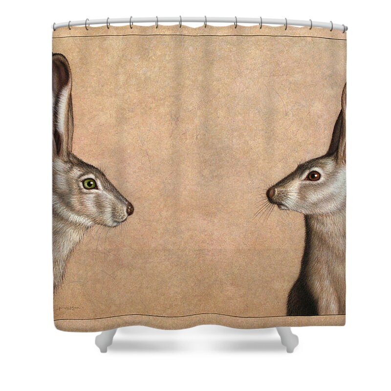 Jackrabbit Shower Curtain featuring the painting Jackrabbits by James W Johnson