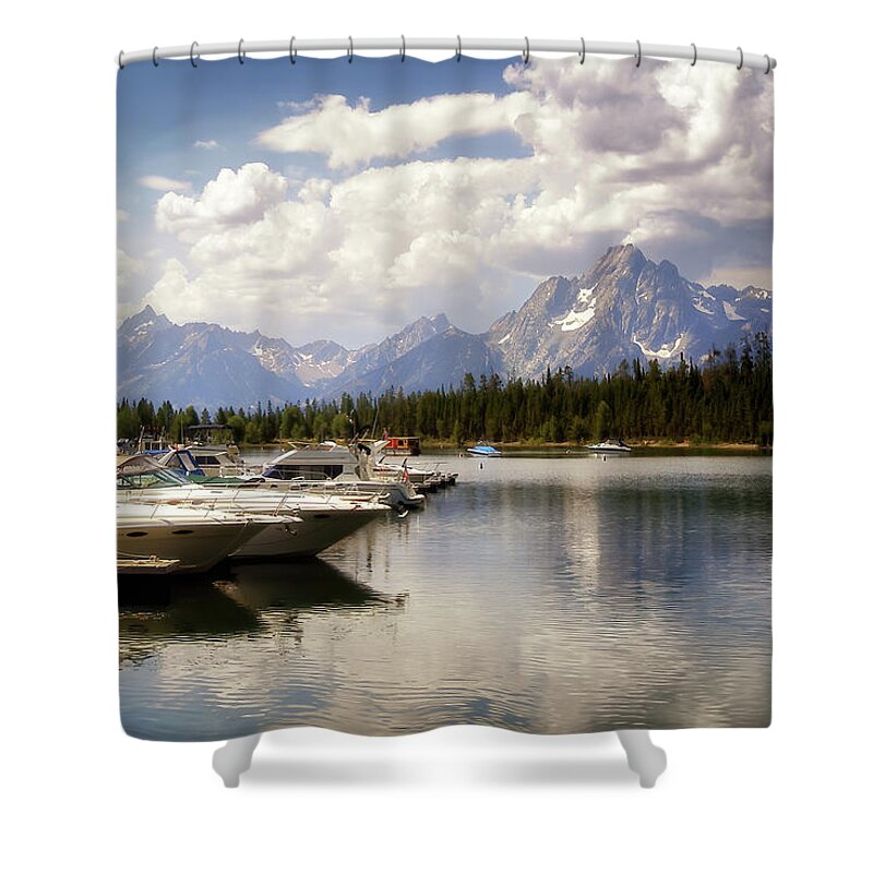 Grand Teton Shower Curtain featuring the photograph Jackson Lake by Susan Rissi Tregoning