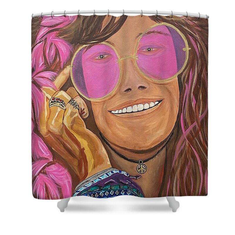  Shower Curtain featuring the painting Janis Joplin by Bill Manson