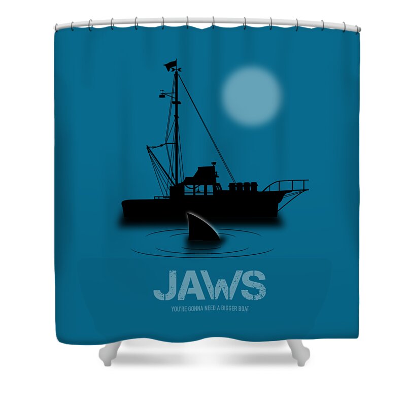 Jaws Shower Curtain featuring the digital art Jaws - Alternative Movie Poster by Movie Poster Boy