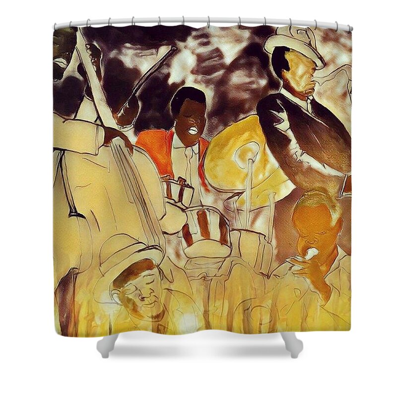  Shower Curtain featuring the painting Jazz by Angie ONeal