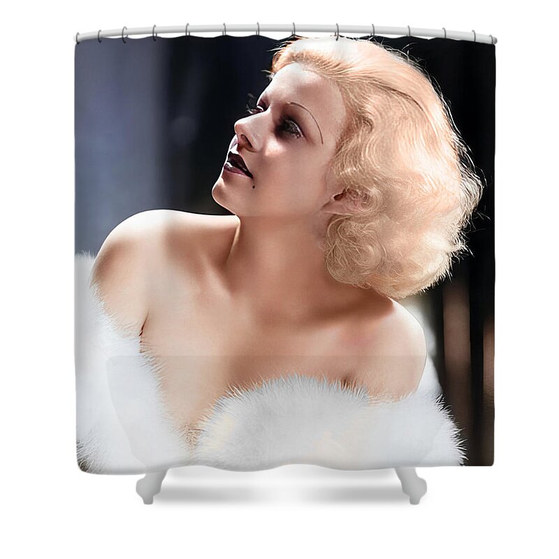 Jean Harlow Shower Curtain featuring the digital art Jean Harlow - Actress by Chuck Staley