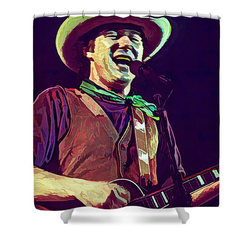 © 2020 Lou Novick All Rights Reserved Shower Curtain featuring the photograph Jerry Jeff Walker by Lou Novick