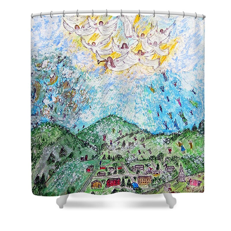 Jesus Shower Curtain featuring the painting Jesus Returns by Kathy Marrs Chandler