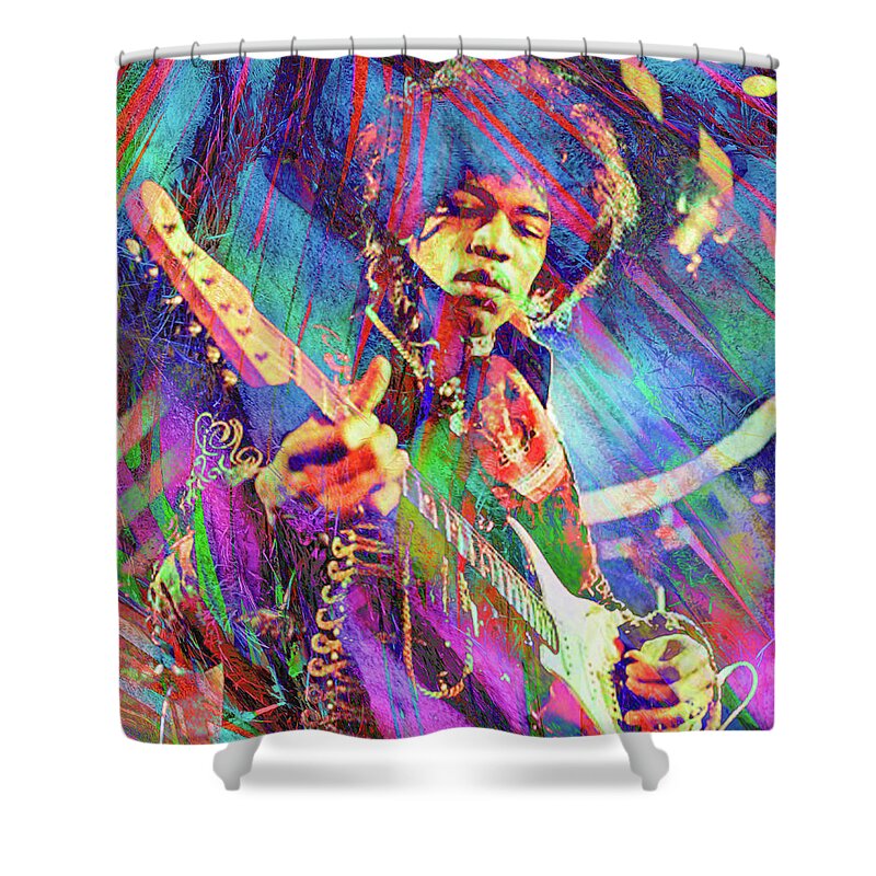 Jimi Hendrix Shower Curtain featuring the digital art Jimi Hendrix by Rob Hemphill