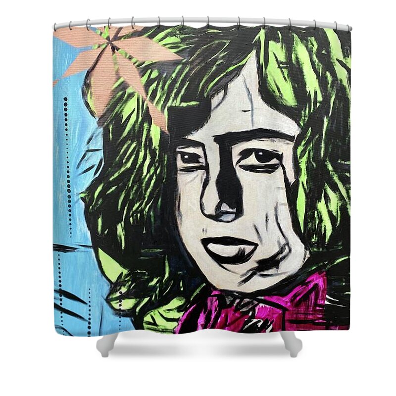 Jimmy Page Shower Curtain featuring the painting Jimmy page by Jayime Jean