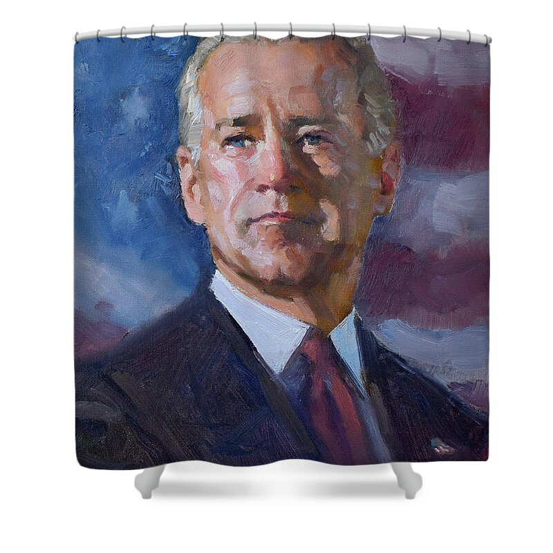 Joe Biden Shower Curtain featuring the painting Joe by Ylli Haruni