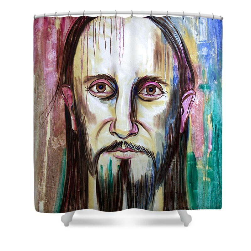 John 14:9 Shower Curtain featuring the painting John 14 9 Anyone Who Has Seen Me Has Seen The Father by Anthony Falbo