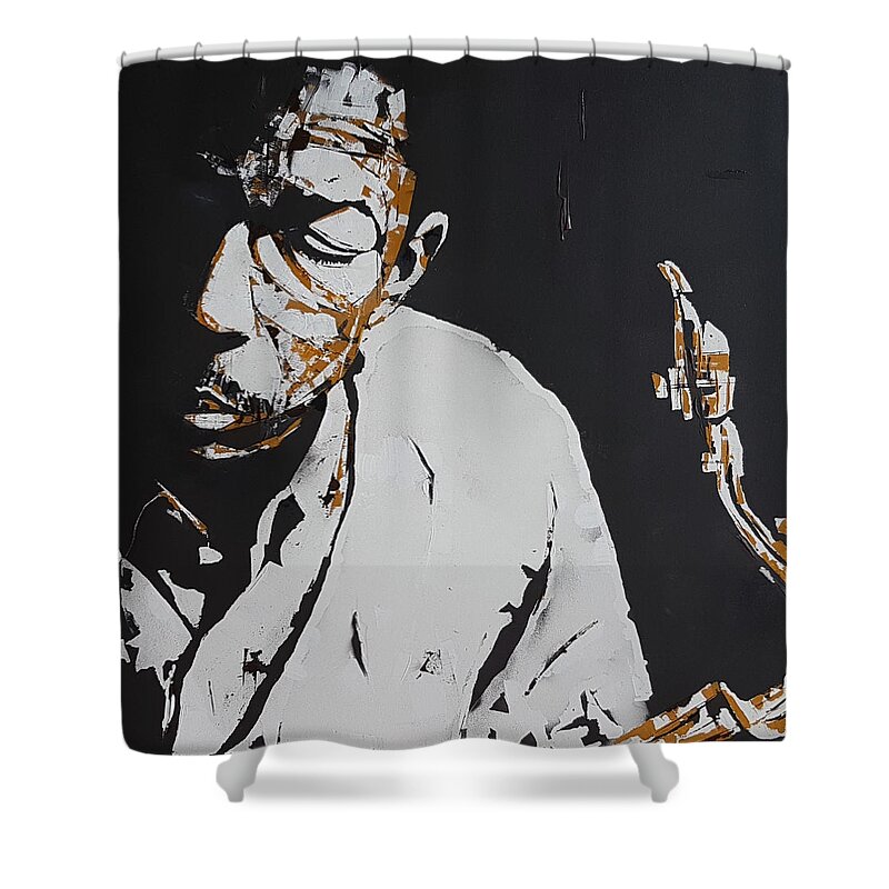 John Coltrane Art Shower Curtain featuring the painting John Coltrane - Jazz by Paul Lovering