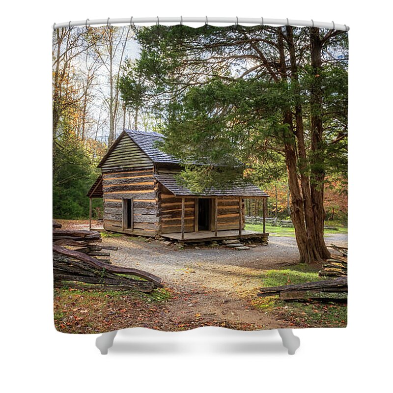 Smoky Mountains Shower Curtain featuring the photograph John Oliver Place - Smoky Mountains by Susan Rissi Tregoning