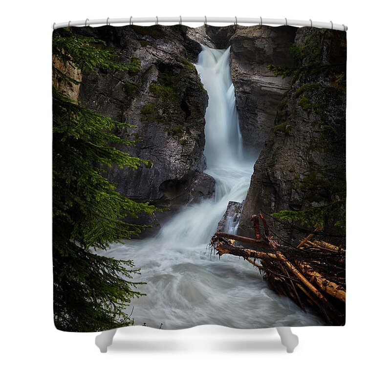 Nature Shower Curtain featuring the photograph Johnston Canyon Waterfall II by Jon Glaser