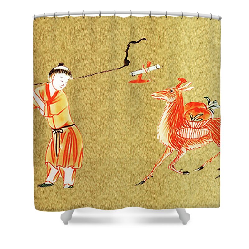 Chinese Art Shower Curtain featuring the digital art Journey by Asok Mukhopadhyay