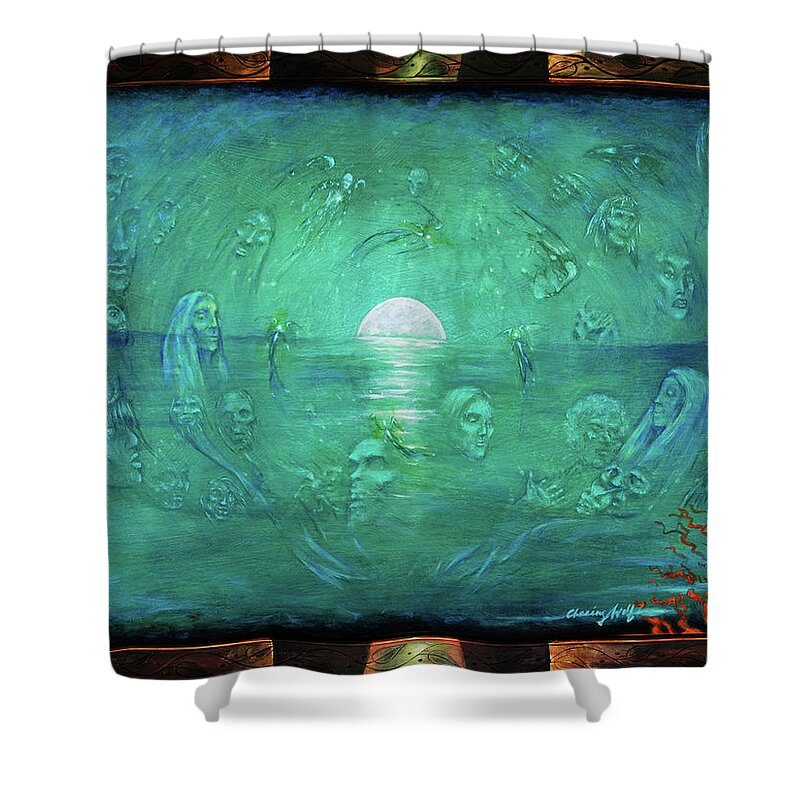 Native American Shower Curtain featuring the painting Journey of the Soul II by Kevin Chasing Wolf Hutchins