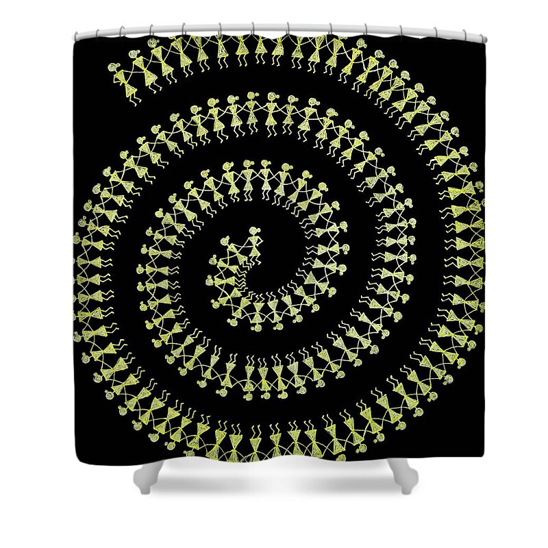 Black Shower Curtain featuring the painting Joy - Gold by Bnte Creations