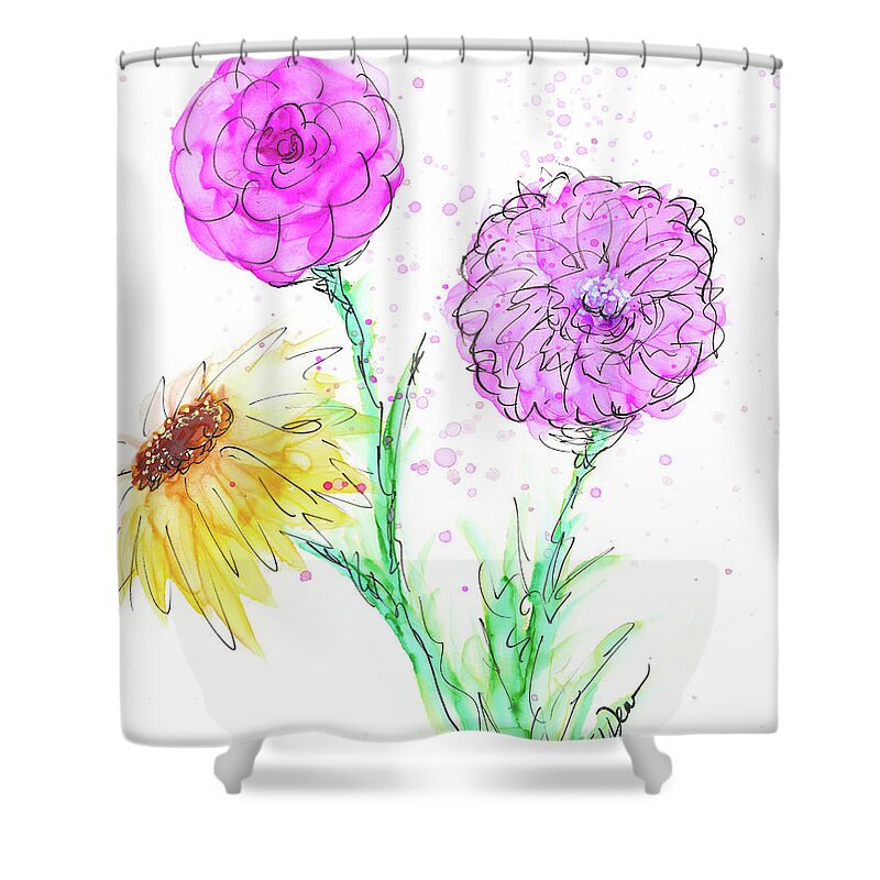 Flower Shower Curtain featuring the painting Joy by Kimberly Deene Langlois