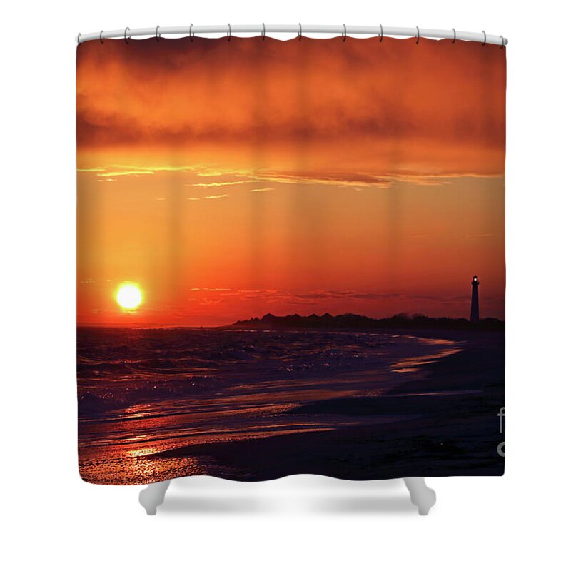 Sunset Shower Curtain featuring the photograph Judgement Day Sunset Cape May NJ by John Van Decker