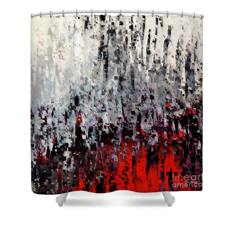 Red Shower Curtain featuring the painting Judges 6 12. The Lord Is With You. by Mark Lawrence