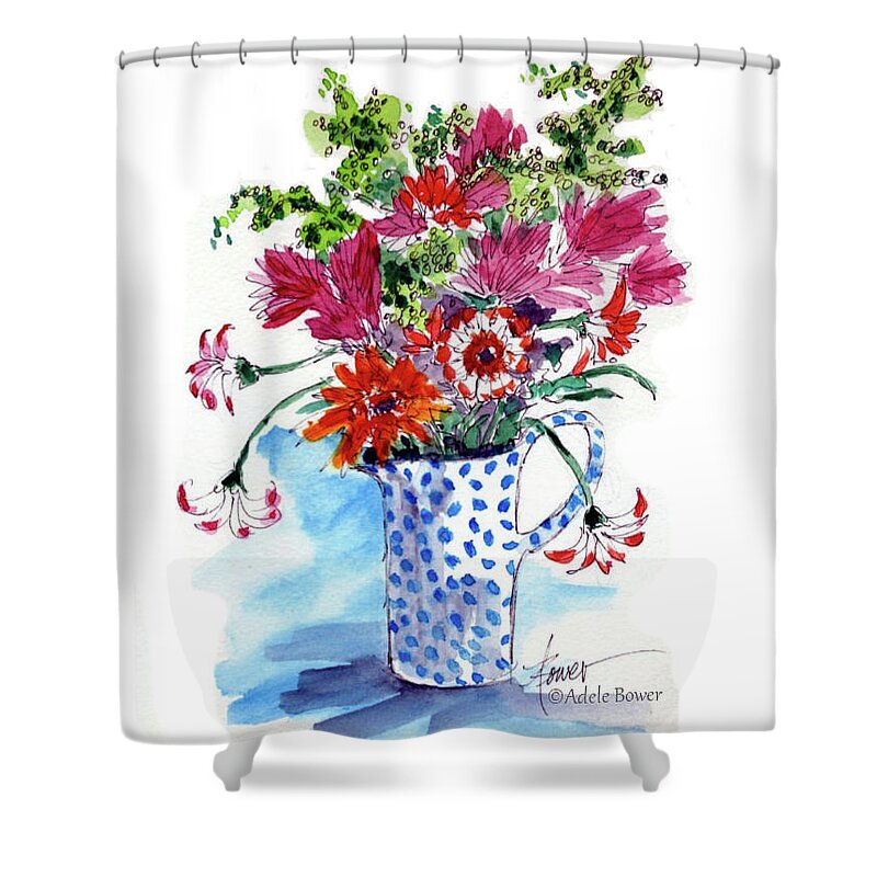 Flowers Shower Curtain featuring the painting Julia's Bouquet by Adele Bower