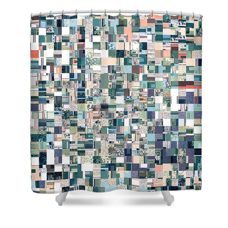 Abstract Shower Curtain featuring the digital art Jumbled Geometric Abstract by Phil Perkins
