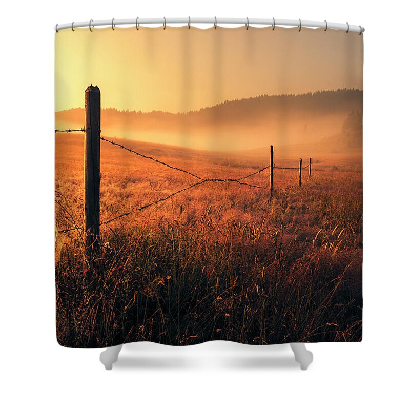 Fog Shower Curtain featuring the photograph June Morning by Evgeni Dinev