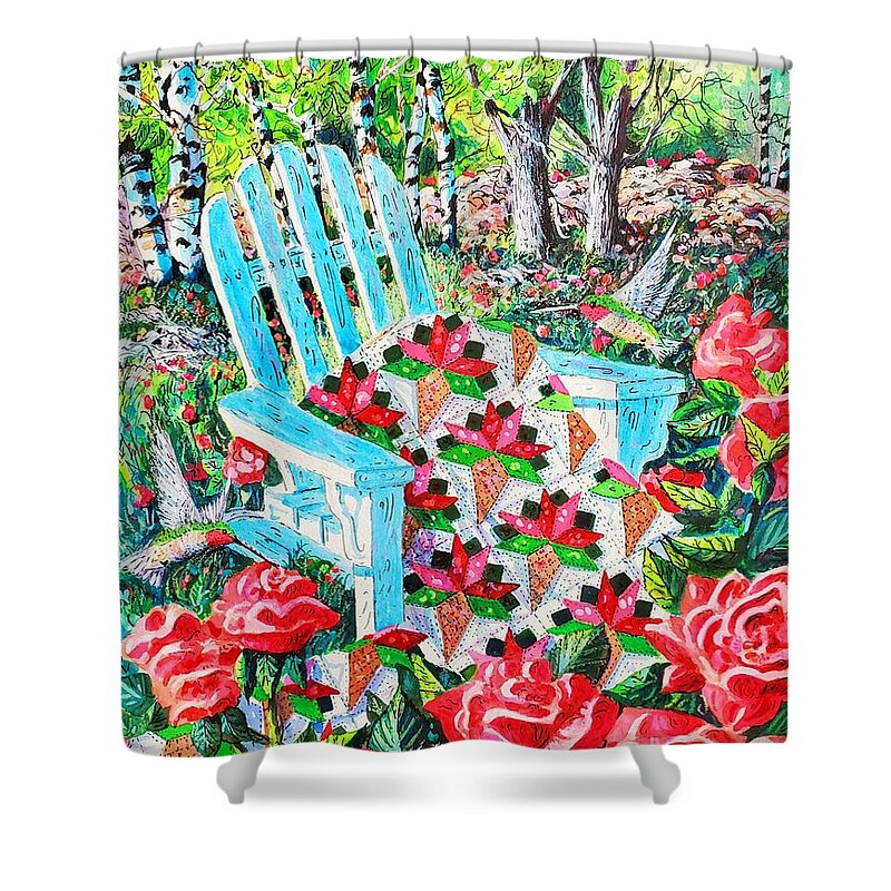 Roses Shower Curtain featuring the painting June Roses by Diane Phalen