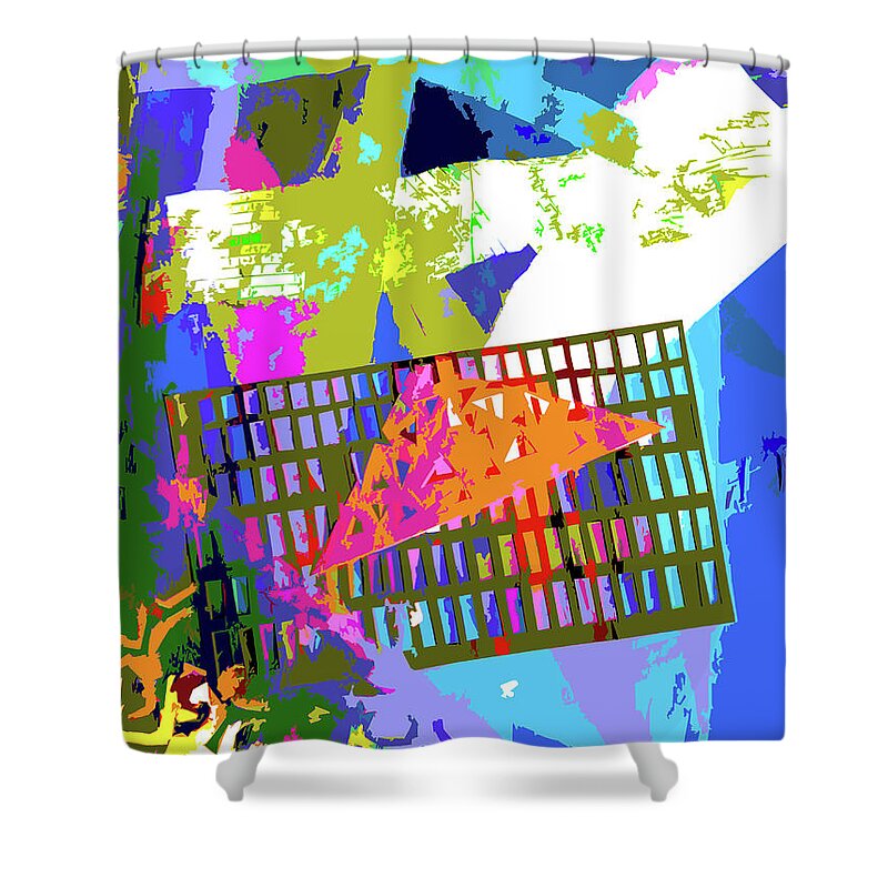 Collage Shower Curtain featuring the mixed media Juneteenth Abstract Collage 2022 by Lorena Cassady