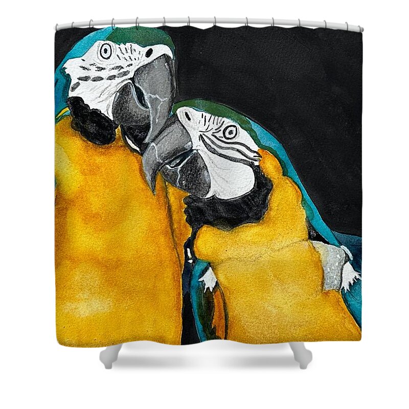 Green Shower Curtain featuring the painting Jungle Love Watercolor by Kimberly Walker