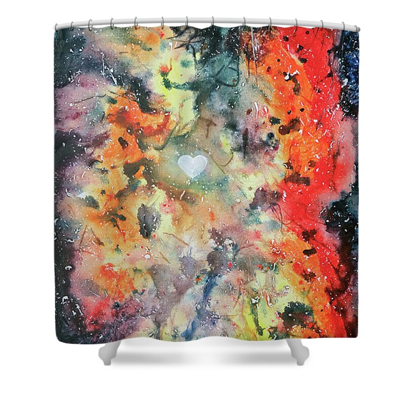 Heart Shower Curtain featuring the painting Junk of the Heart by Laura Hol Art