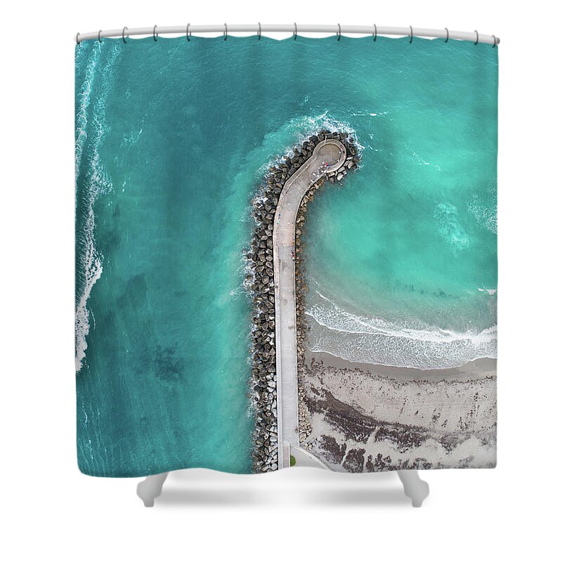 Captain Kimo Shower Curtain featuring the photograph Jupiter Inlet Looking Straight Down from the Air by Kim Seng