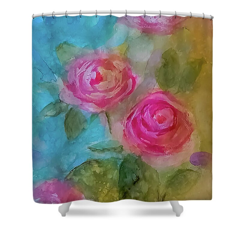 Rose Shower Curtain featuring the painting Just a Quick Rose Painting by Lisa Kaiser
