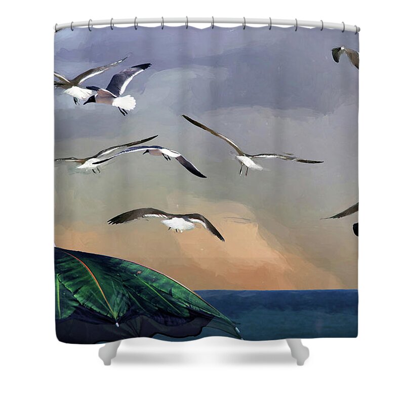 Beach Scene Shower Curtain featuring the photograph Just Another Day At The Beach by Phil Mancuso