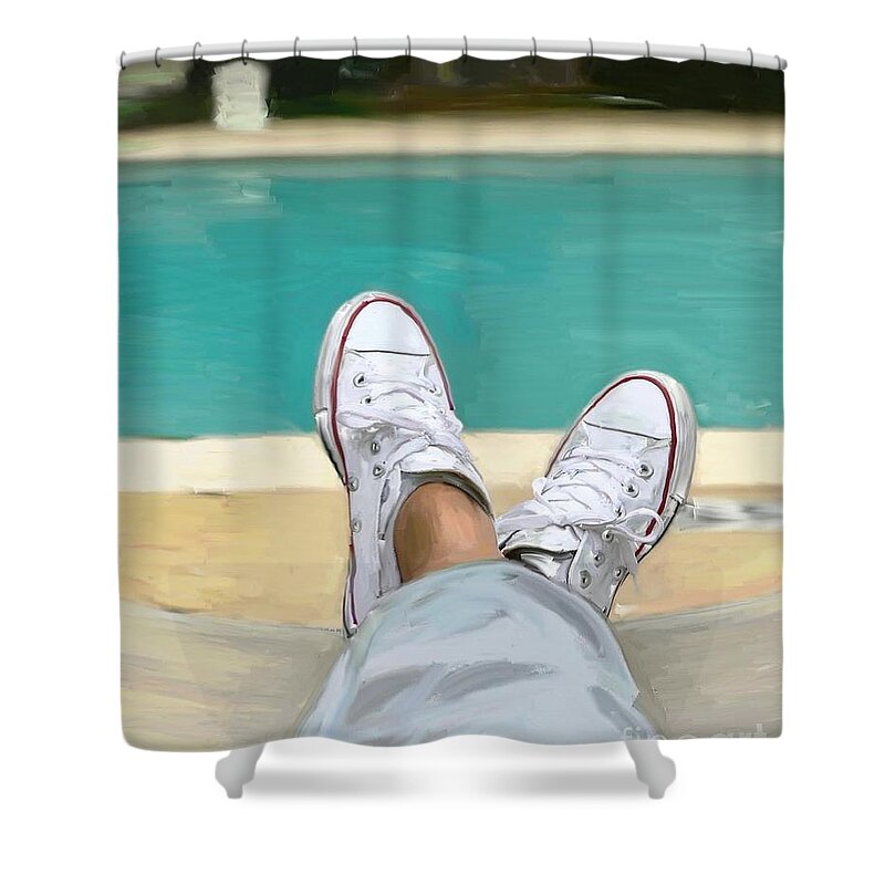 Chuck Taylors Shower Curtain featuring the digital art Just me and my Chucks by D Powell-Smith