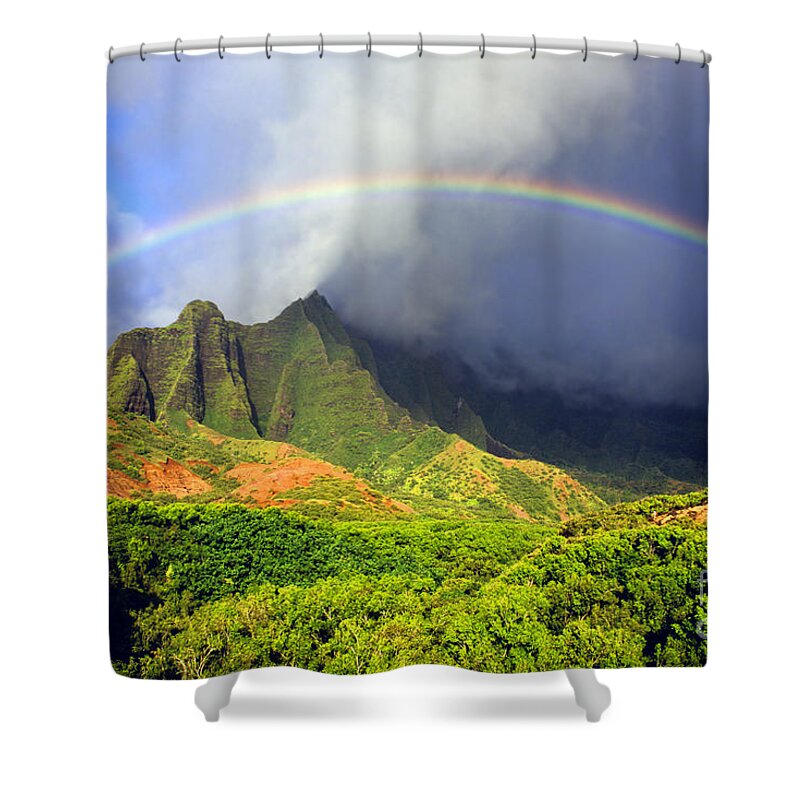Hawaii Shower Curtain featuring the photograph Kalalau Valley Rainbow by Kevin Smith