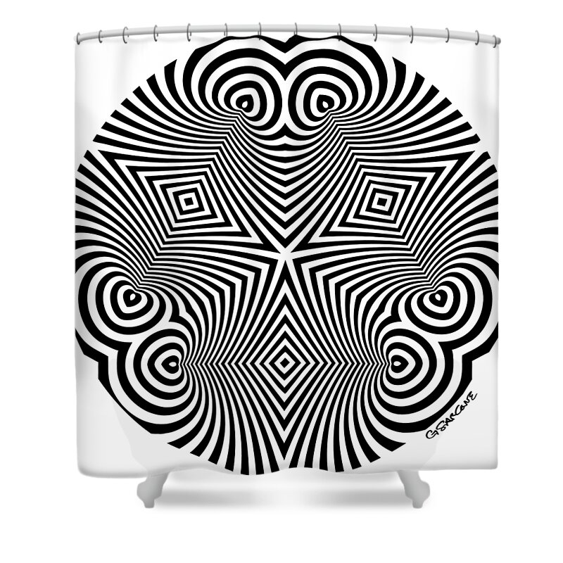 Op Art Shower Curtain featuring the mixed media Karmala by Gianni Sarcone