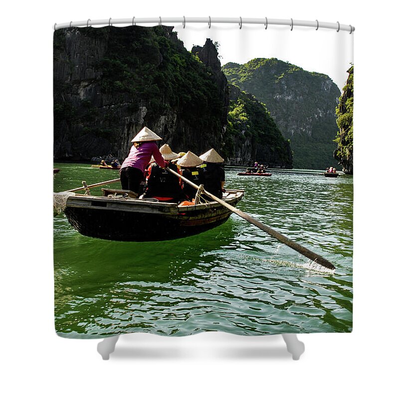 Vietnam Shower Curtain featuring the photograph Between Land And Sea - Bai Tu Long Bay, Vietnam by Earth And Spirit