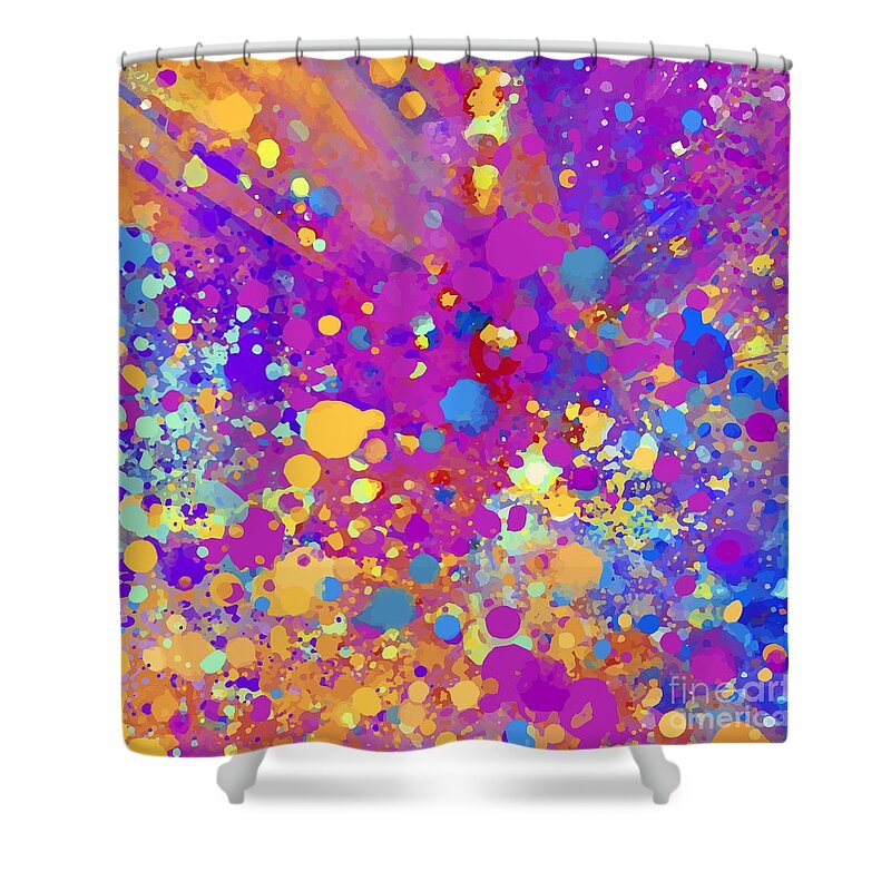 Colorful Shower Curtain featuring the digital art Kartika - Artistic Colorful Abstract Carnival Splatter Watercolor Digital Art by Sambel Pedes
