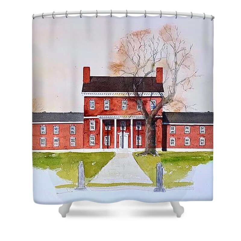 Watercolor Shower Curtain featuring the painting Katterjohn Building by William Renzulli