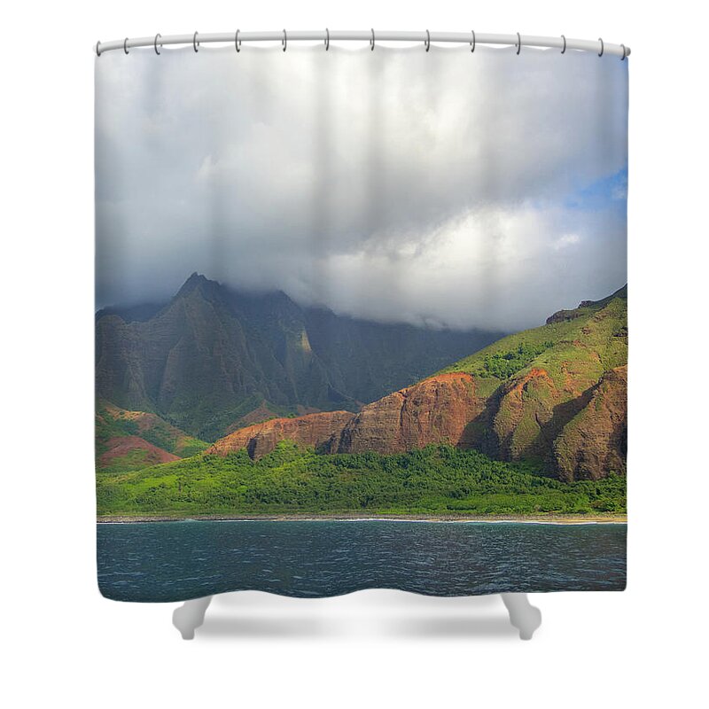 Napali Coast Shower Curtain featuring the photograph Kauai, Hawaii Napali Coast by Auden Johnson
