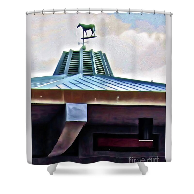 Keeneland Shower Curtain featuring the digital art Keeneland Sales Pavilion by CAC Graphics