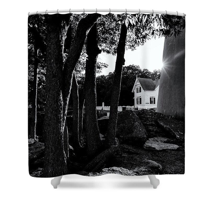 Marblehead Shower Curtain featuring the photograph Keepers House Through the Trees by Marianne Campolongo