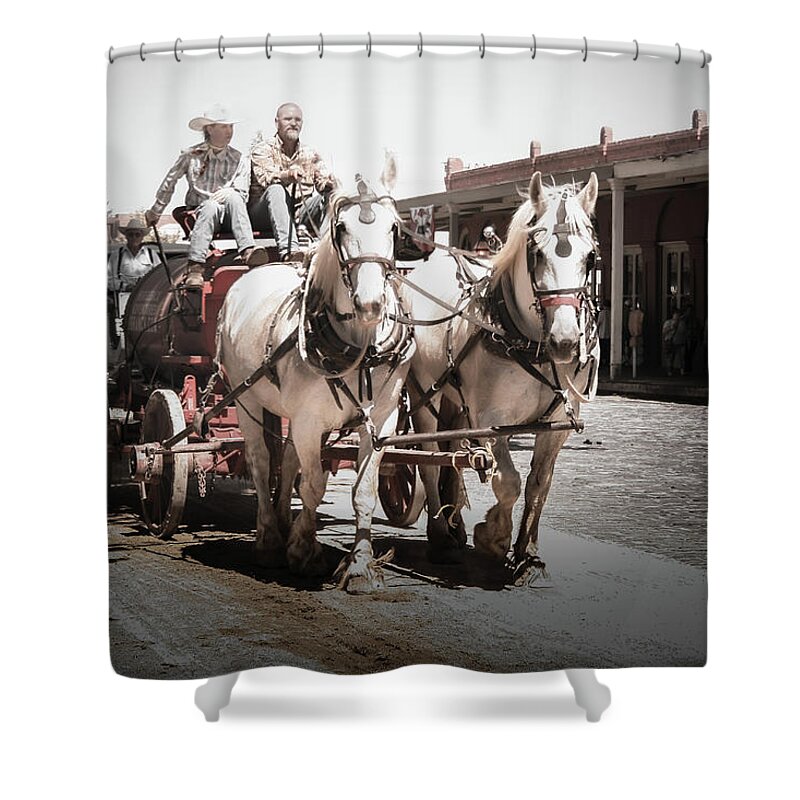 Western Shower Curtain featuring the photograph Keeping the Dust Down by Sally Bauer