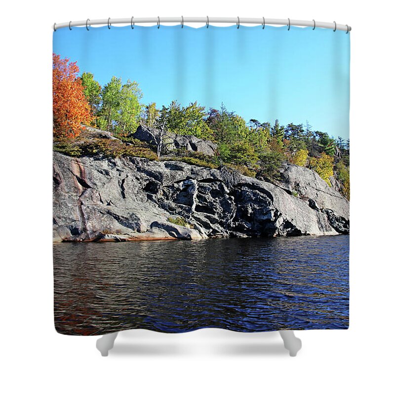 Key River Shower Curtain featuring the photograph Key River Shore In Fall IV by Debbie Oppermann