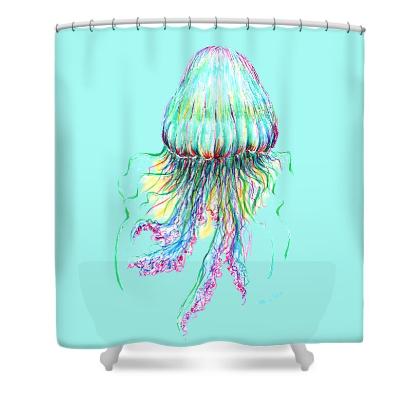 Jellyfish Shower Curtain featuring the painting Key West Jellyfish Study 2 by Shelly Tschupp